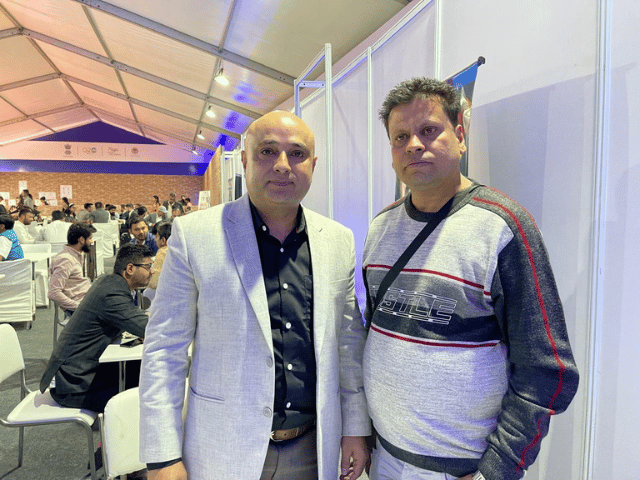 Business networking at an industry event